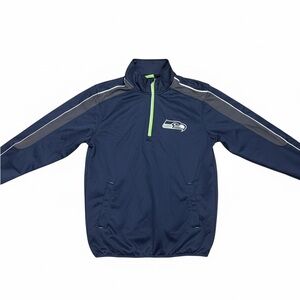 Vintage NFL Seattle Seahawks Navy quarter-zip Hoodie, size large